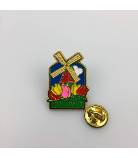 Pin molen met tulpen Holland goud