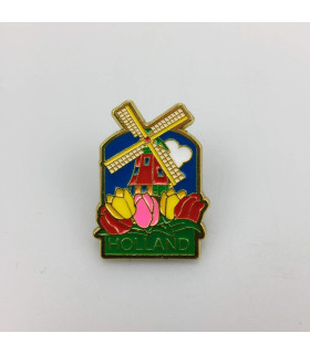 Pin molen met tulpen Holland goud