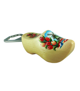 Flesopener klompje Blank gelakt met tulpen en molen
