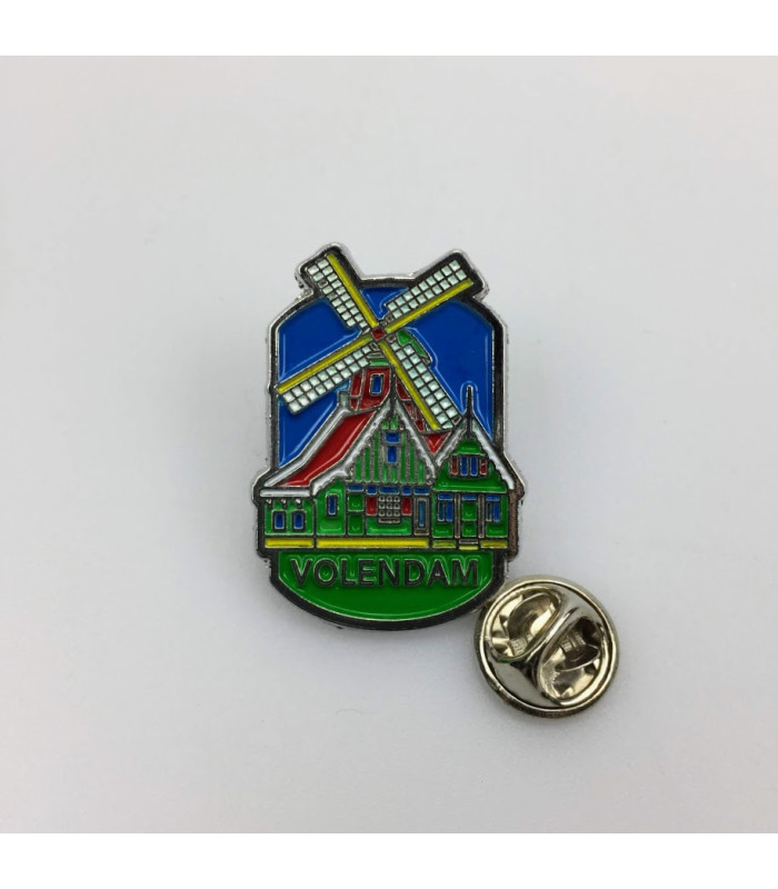 Pin Molen Huisjes Volendam zilver