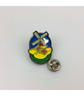 Pin klompen met molen zilver