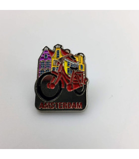 Pin fiets met huisjes Amsterdam zilver