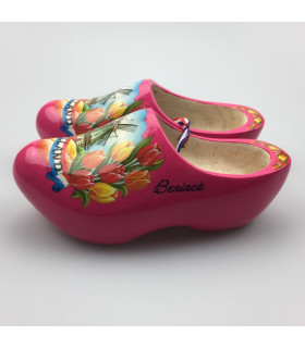 Roze klompen met molen en extra tekst