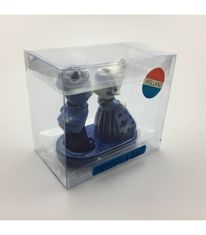 Kussend Paartje Peper en Zout Delftsblauw 12 cm