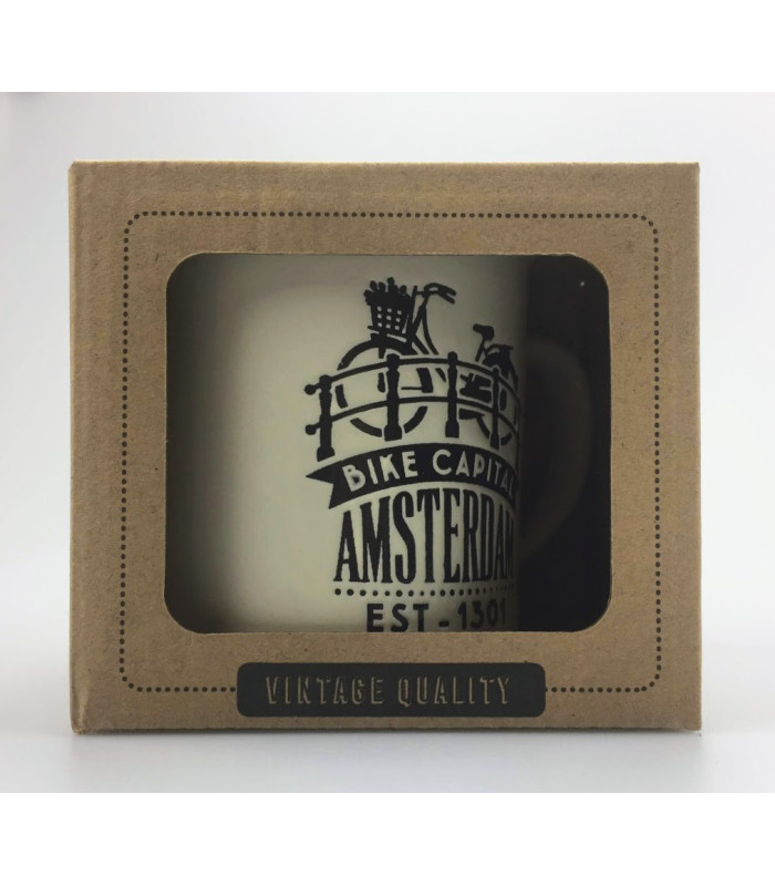 Mok Amsterdam Fiets op brug Creme