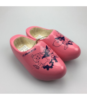 [Geboorte] klompjes met naam roze met koe-decor