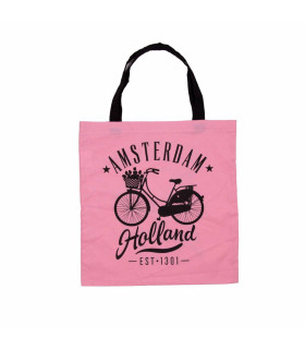 Tas katoen fiets Amsterdam Holland roze
