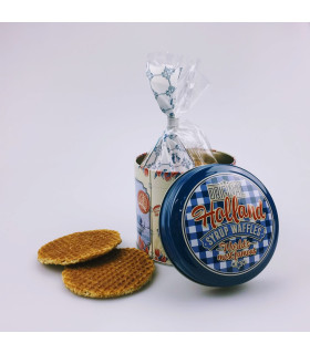 Stroopwafels in blik Holland delftsblauw en rood