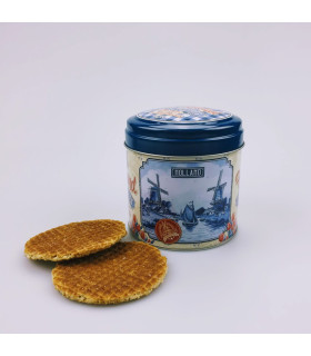 Stroopwafels in blik Holland delftsblauw en rood