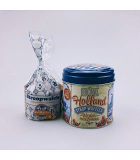 Stroopwafels in blik Holland delftsblauw en rood