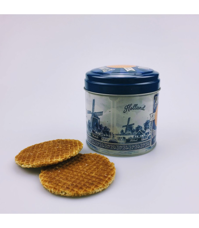 Stroopwafels in blik Holland delftsblauw