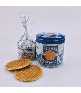 Stroopwafels in blik Holland delftsblauw