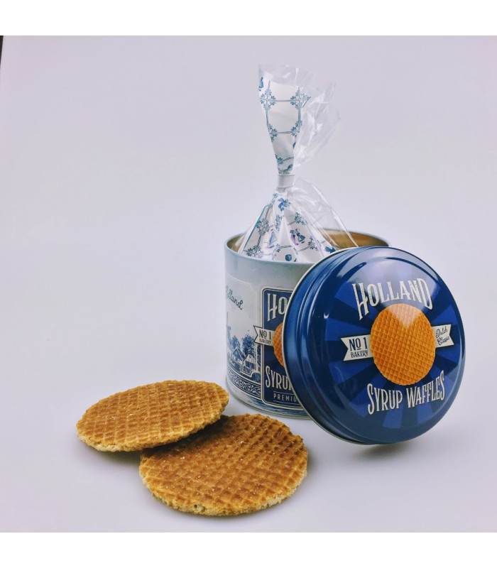 Stroopwafels in blik Holland delftsblauw