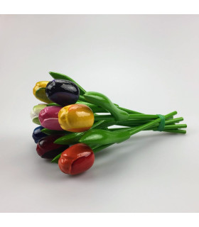 Boeket van 9 houten tulpen 20 cm Multi Color 1