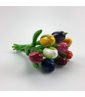 Boeket van 9 houten tulpen 20 cm Multi Color 1
