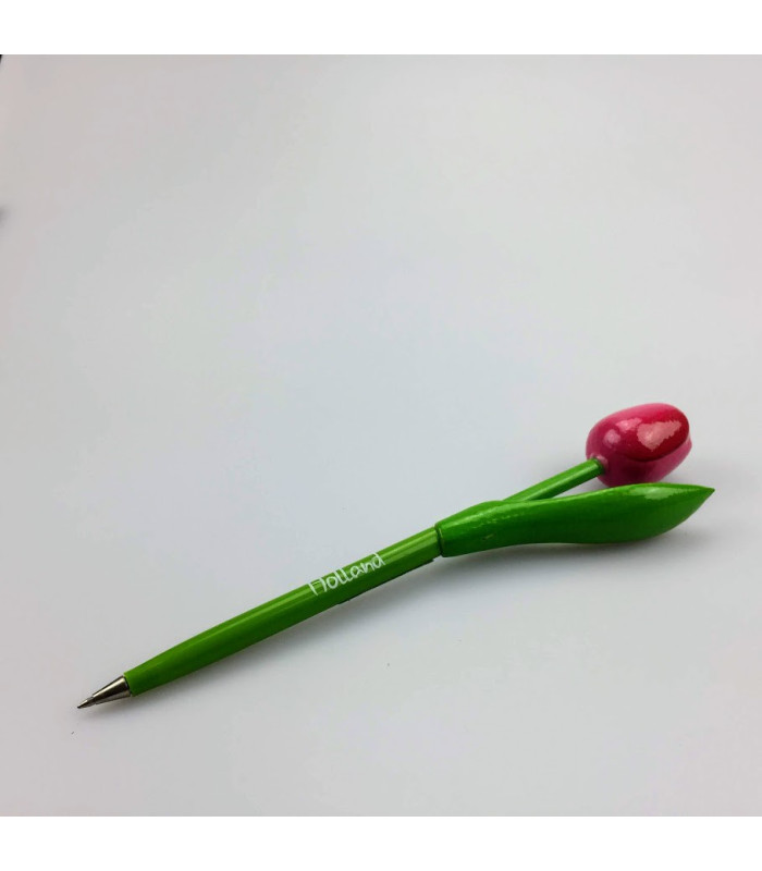 Houten tulp pen roze-rood