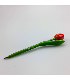 Houten tulp pen oranje-rood