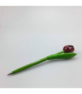 Houten tulp pen rood-aubergine