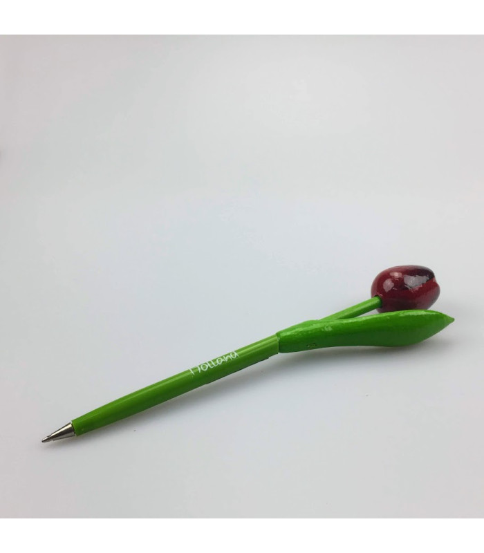 Houten tulp pen rood-aubergine