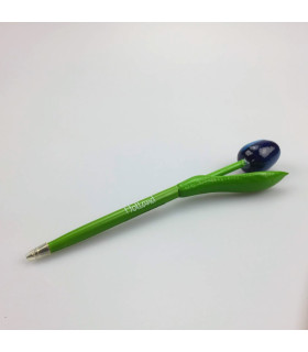 Houten tulp pen blauw-wit