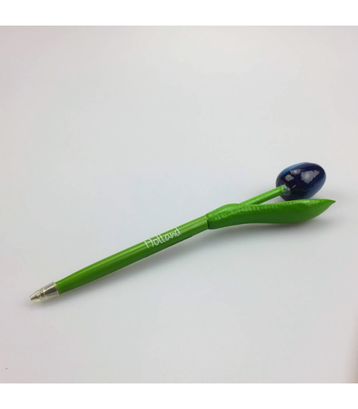 Houten tulp pen blauw-wit