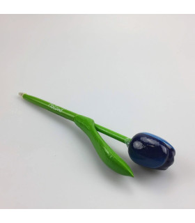 Houten tulp pen blauw-wit