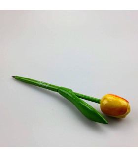 Houten tulp pen geel-oranje