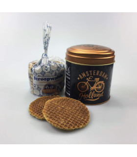 Stroopwafels in blik Amsterdam Holland goud