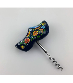 Kurkentrekker houten klomp blauw 8 cm