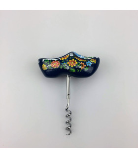 Kurkentrekker houten klomp blauw 8 cm