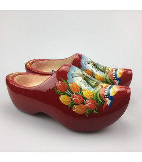 Rode draagklompen met molen en tulpen + sleutelhanger