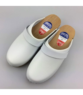 Lederen damesklompen classic wit