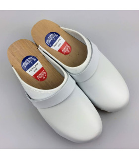 Lederen damesklompen classic wit