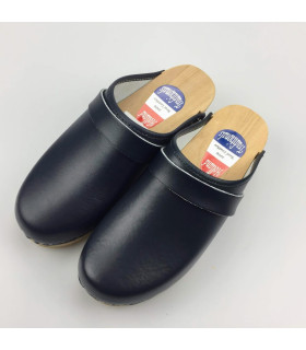 Lederen damesklompen classic blauw