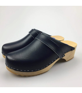 Lederen damesklompen classic blauw