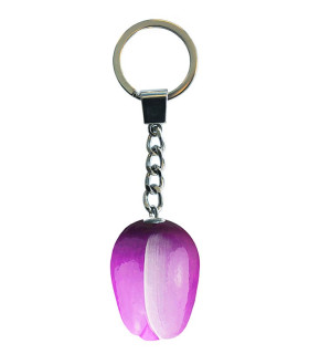 10 stuks Sleutelhanger met tulpje van 3.5 cm Purple White