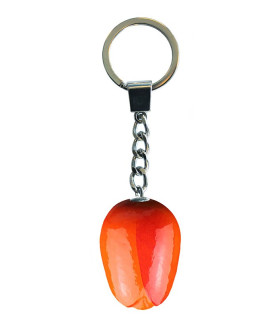 10 stuks Sleutelhanger met tulpje van 3.5 cm Oranje Rood