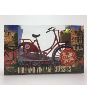 Miniatuurfiets met tulpjes rood Amsterdam 13,5 x 8 cm