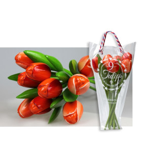Boeket van 9 houten tulpen Orange