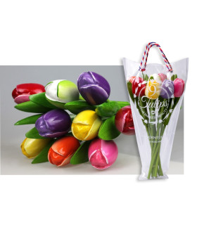 Boeket van 9 houten tulpen Multi Color 2