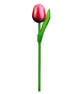 10 stuks Houten tulp op steel 20 cm Red white