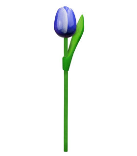 10 stuks Houten tulp op steel 20 cm Blue white