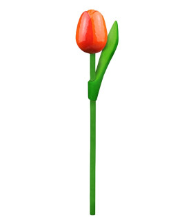 10 stuks Houten tulp op steel 20 cm Orange red