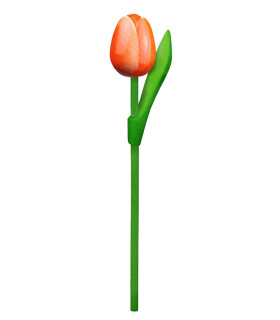 10 stuks Houten tulp op steel 20 cm Orange white