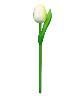 10 stuks Houten tulp op steel 20 cm White green