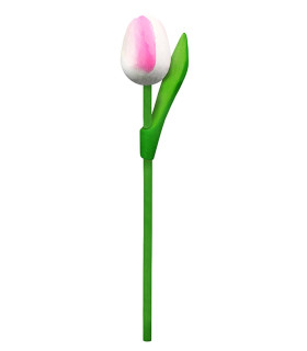 10 stuks Houten tulp op steel 20 cm White pink
