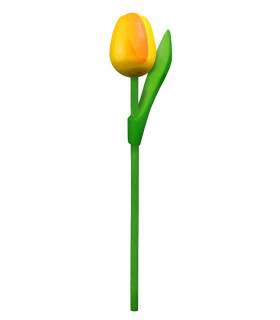 10 stuks Houten tulp op steel 20 cm Yellow orange