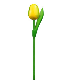 10 stuks Houten tulp op steel 20 cm Yellow green