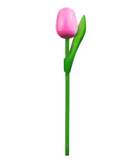 10 stuks Houten tulp op steel 20 cm Pink white