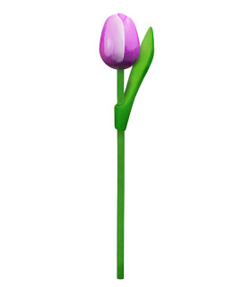 10 stuks Houten tulp op steel 20 cm Purple white